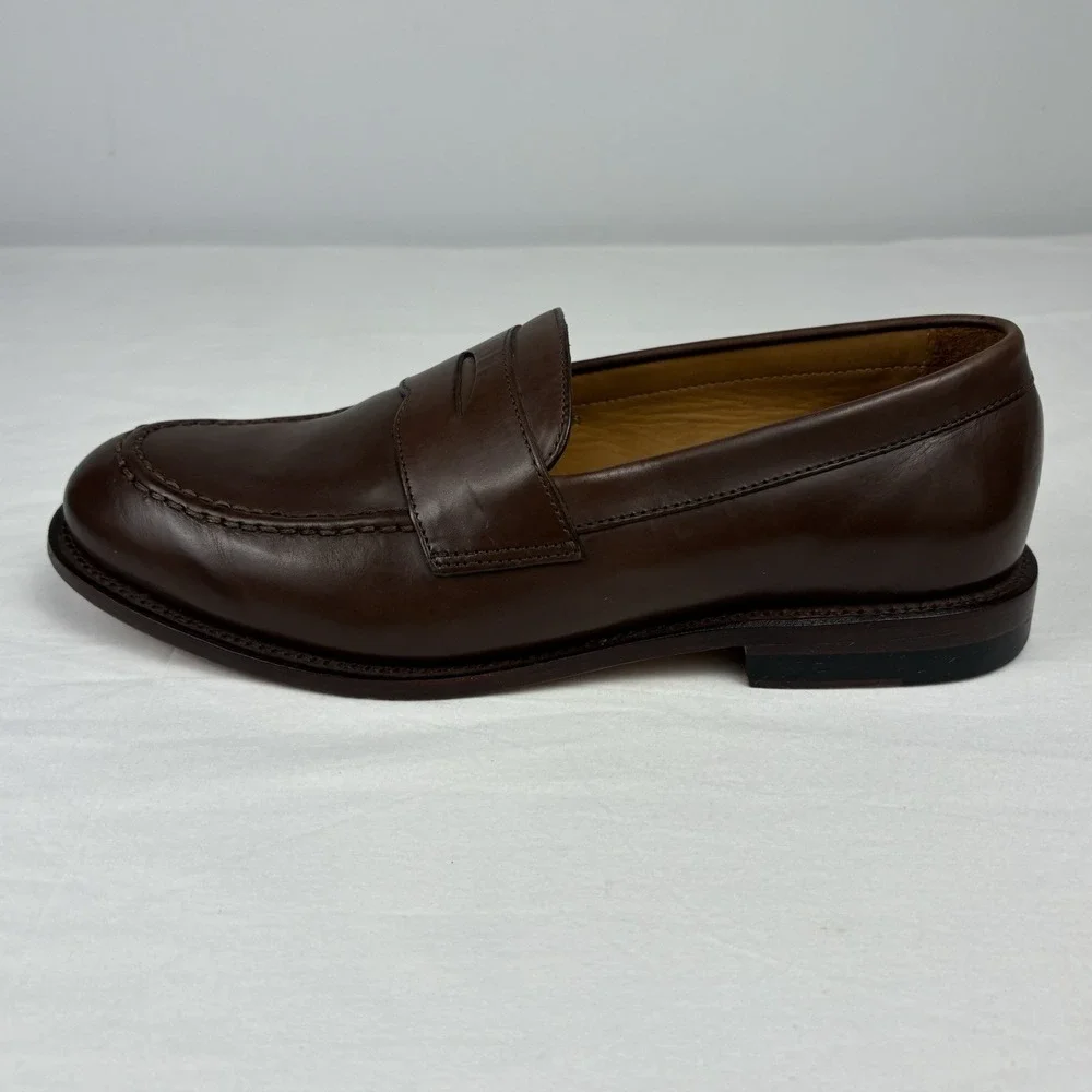 J. Crew Ludlow Penny Loafers 9.5M Brown Italian Leather Vegetable Tanned EUC